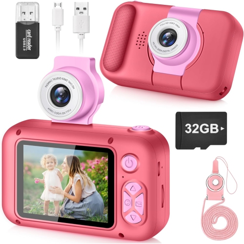 Children’s Digital Camera, 2.4" IPS Screen Kid’s Camera with 180° Flip Lens, Selfie Camera for Kids with Playback Game. Christmas or Birthday Gift fo