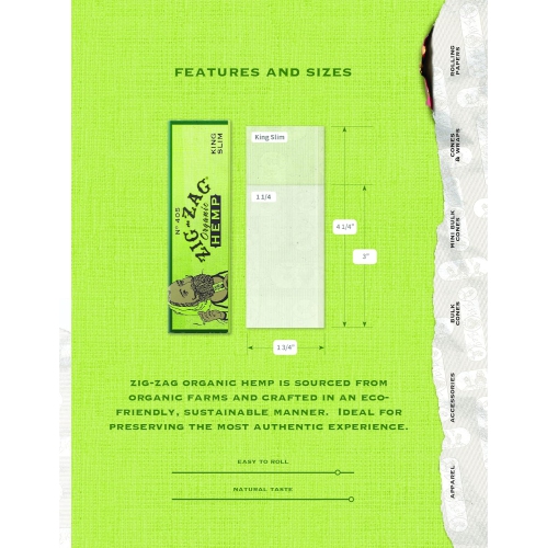 Zig-Zag – Papier à rouler au chanvre non blanchi 1 1/4 – végétalien, durable, écologique, 78&nbsp;mm, paquet de 24