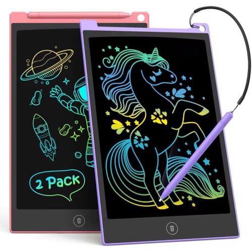 2-Pack 10 Inch LCD Writing Tablets, Colorful Doodle Boards for Kids, Electronic Drawing Pads for Learning Activities and Travel Games, Toy Gifts for