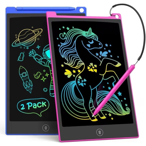 2-Pack 10 Inch LCD Writing Tablet, Colorful Doodle Board for Kids, Electronic Drawing Pads, Travel Games, Activity Learning Toys, Gifts for 3-6 Year