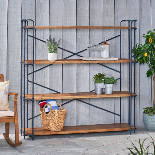 Indoor-Outdoor Antique Finish -Outdoor Iron 4-Shelf Bookcase