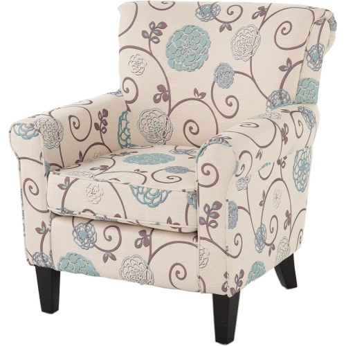 Fabric Floral Club Chair, Blue Flowers