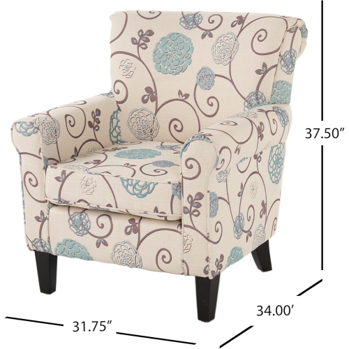 Fabric Floral Club Chair, Blue Flowers