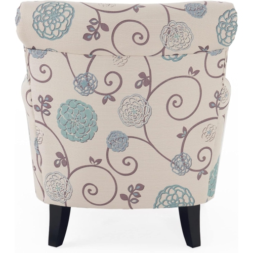 Fabric Floral Club Chair, Blue Flowers