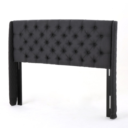 OLLNY DECOR  Upholstered Wingback Headboard, Button Tufted Upholstery, Sturdy Structure, King Size In Black