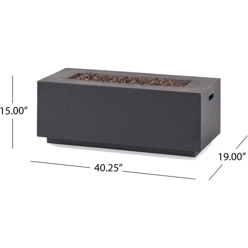 40" Rectangular MgO Concrete Propane Fire Pit, 40,000 BTU Outdoor Patio Heater with Lava Rocks, Lightweight Modern Design(Gray)