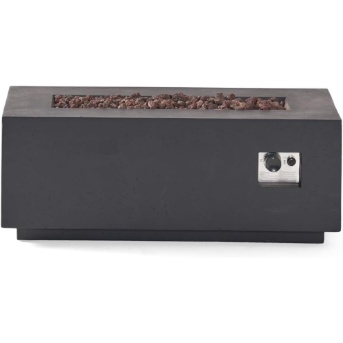 40" Rectangular MgO Concrete Propane Fire Pit, 40,000 BTU Outdoor Patio Heater with Lava Rocks, Lightweight Modern Design(Gray)