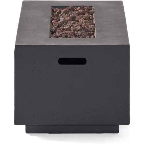 40" Rectangular MgO Concrete Propane Fire Pit, 40,000 BTU Outdoor Patio Heater with Lava Rocks, Lightweight Modern Design(Gray)