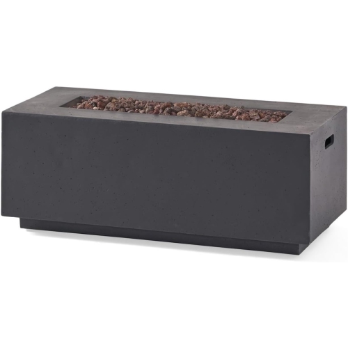 40" Rectangular MgO Concrete Propane Fire Pit, 40,000 BTU Outdoor Patio Heater with Lava Rocks, Lightweight Modern Design(Gray)