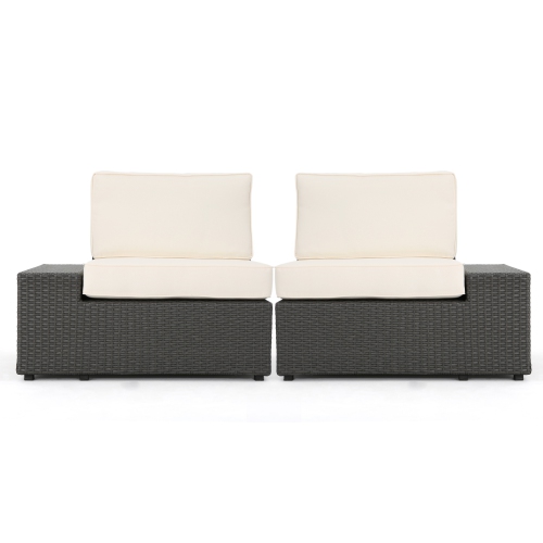 Outdoor Wicker Armless Sectional Sofa Seat, Gray, Set