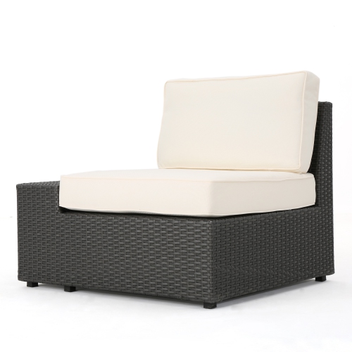 Outdoor Wicker Armless Sectional Sofa Seat, Gray, Set