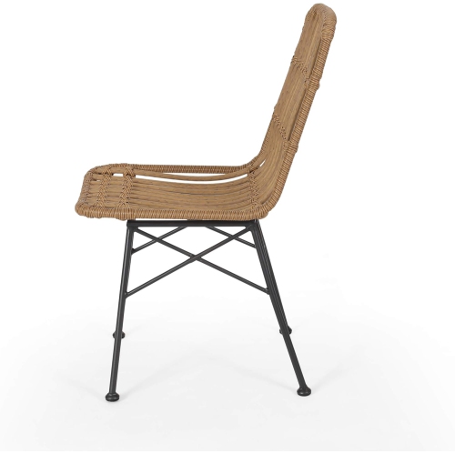 Indoor Wicker Dining Chairs, Light Brown and Black