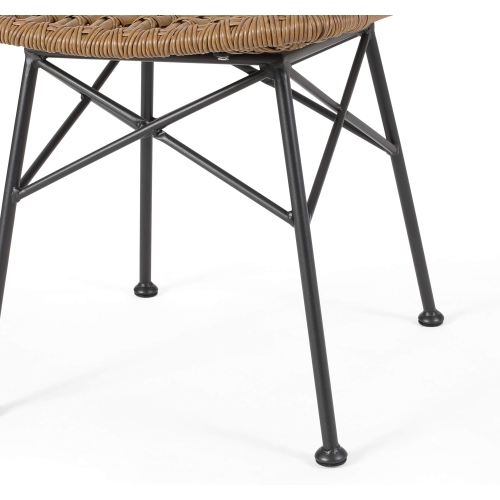Indoor Wicker Dining Chairs, Light Brown and Black