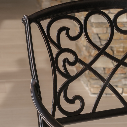 Heavy Duty Cast Aluminum Frame & Fabric Cushion Counter Height Swivel Bar Stool All Weather Patio Furniture Antique Brown Finish for Outdoor Indoor