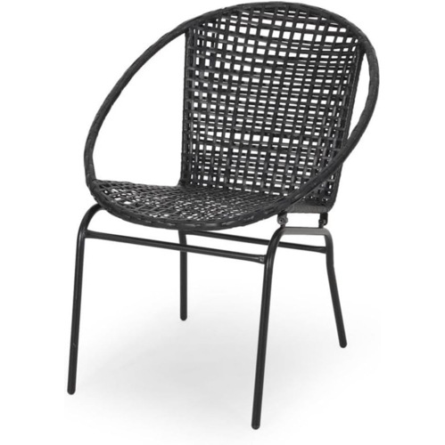 OLLNY DECOR  Outdoor Faux Rattan Club Chair In (Set Of 2) In Black
