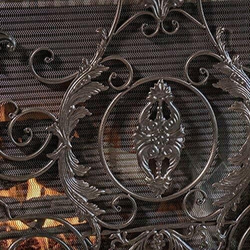 Fireplace Screens Black Gold Finish Fireplace Screen 3 Panel Folding Wrought Iron Arch Scrollwork Fireplace Screen Flat Fireplace Screens Decorative