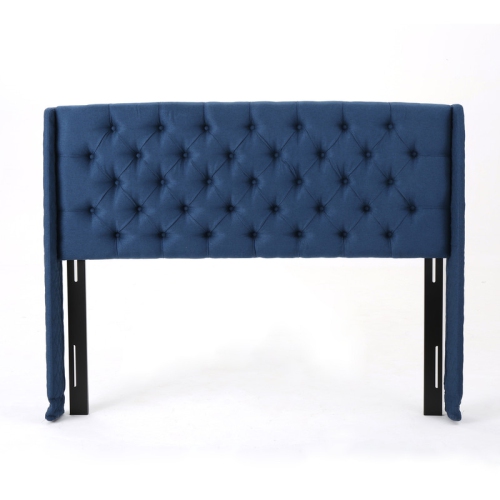 OLLNY DECOR  Upholstered Wingback Headboard, Button Tufted Upholstery, Sturdy Structure, King Size, Dark In Navy