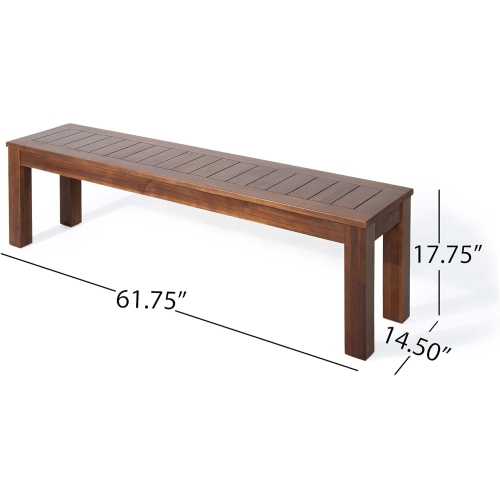 62" Acacia Wood Paito Dining Benches Set for 6-8 People Seat Kitchen Dinner Room, Brown