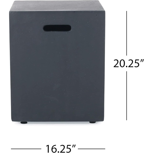 Propane Tank Cover Table for Fire Pits, 20 LB Concrete Propane Tank Holder with Side Handles, Outdoor Tank Storage Side Table for Patio, Gas Griddle,