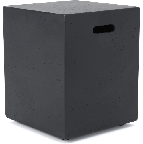 Propane Tank Cover Table for Fire Pits, 20 LB Concrete Propane Tank Holder with Side Handles, Outdoor Tank Storage Side Table for Patio, Gas Griddle,