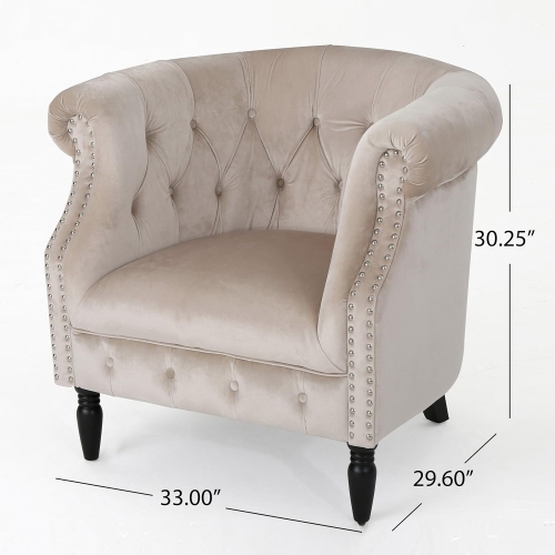 Mid-Century Modern Armchair Club Chair Accent Chair Single Sofa Lounge Chair 33'' W for Living Room, Bedroom,Champagne