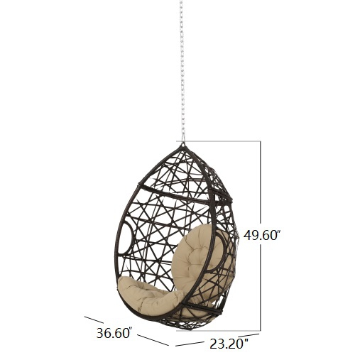 Outdoor Wicker Hanging Egg Chair, Brown