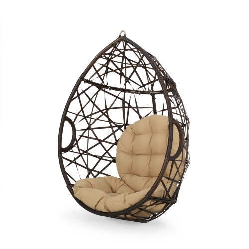 Outdoor Wicker Hanging Egg Chair, Brown
