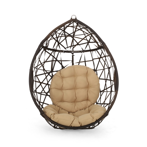Outdoor Wicker Hanging Egg Chair, Brown