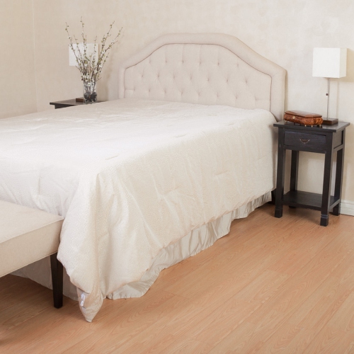 Tête de lit rembourrée pour lit double/grand lit, capitonnage en losange, structure arquée, assemblage facile, beige