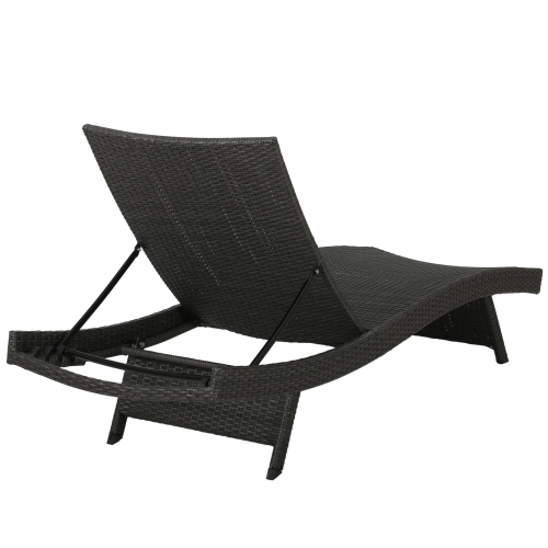 79'' Outdoor Wicker Reclining Lounge Chair Long Reclining Chaise Lounge Set Patio Rattan Double Chaise Lounge Lawn Sunbathing Chairs Beach Pool