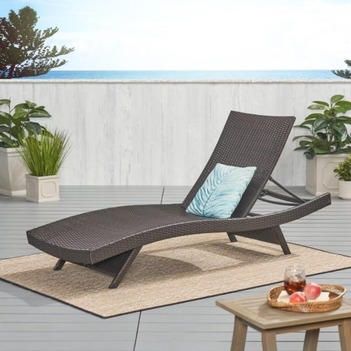 Outdoor Patio Pe Wicker No Assembly Required 79" lx27.5 wx15 h Brown Solid Modern Contemporary Rattan Wicker Reclining