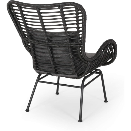 Outdoor Wicker Club Chairs with Cushions, Gray and Dark Gray