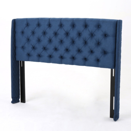 OLLNY DECOR  Upholstered Wingback Headboard, Button Tufted Upholstery, Sturdy Structure, King Size, Dark In Navy