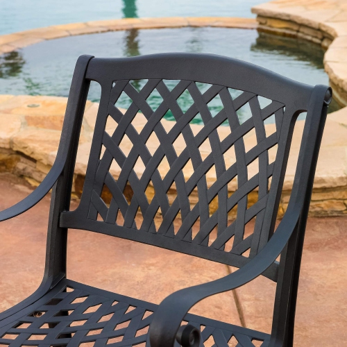 Outdoor Cast Aluminum Chairs, 2-Pcs Set, Antique Matte Black