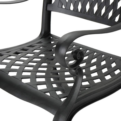 Outdoor Cast Aluminum Chairs, 2-Pcs Set, Antique Matte Black
