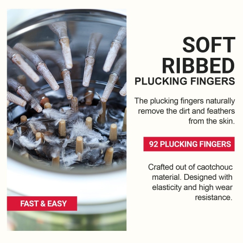 Kitchener Chicken Plucker De-Feather Remover Poultry and Fowl Food Processor Electric Stainless Steel Heavy Duty 1HP 120VAC 280RPM GFCI Connector 92