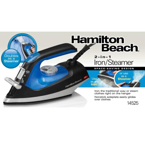 Défroisseur à vapeur 2-en-1 1200&nbsp;W de Hamilton Beach, bleu/noir