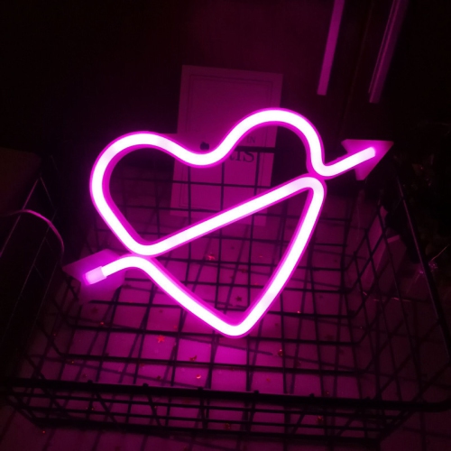 OLLNY DECOR  1-PCs Neon Heart Shape Sign Night Lights Battery Or USB Operated Neon Wall Lamp for Christmas Birthday Wedding Party Valentine's Day