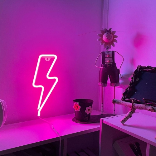 1-pcs Neon Signs Lightning Bolt Neon Light Sign for Wall Decor, Battery or USB Powered Led Lightning Light Neon Sign