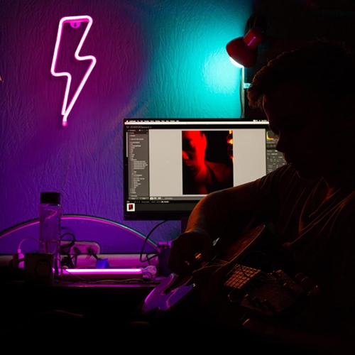 1-pcs Neon Signs Lightning Bolt Neon Light Sign for Wall Decor, Battery or USB Powered Led Lightning Light Neon Sign