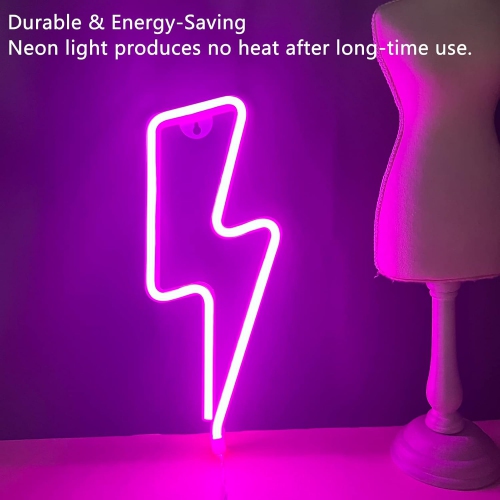 1-pcs Neon Signs Lightning Bolt Neon Light Sign for Wall Decor, Battery or USB Powered Led Lightning Light Neon Sign