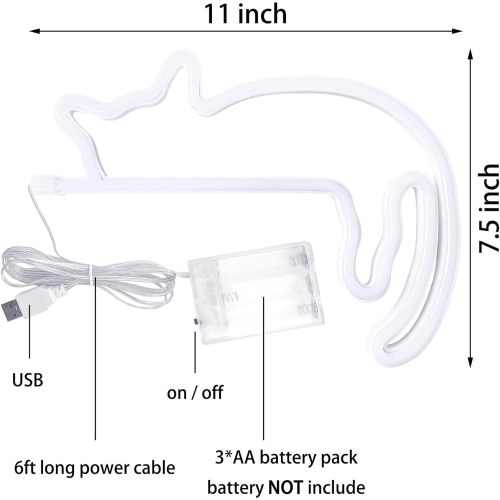 Cat Neon Sign Classroom Lazy Cat Neon Light Decorations Pink Cat Room Wall Decor Themed Stuff, USB/Battery Operated LED Laying Lying Cat Neon Sign