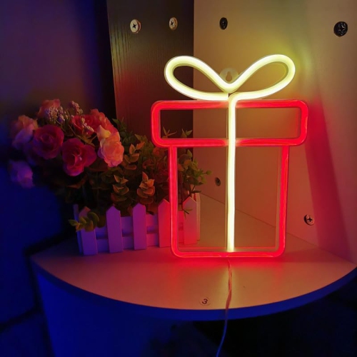 1-pcs Neon Sign, Gift Box Neon Sign LED Neon Light Night Lamp USB Battery Powered Led Neon Light Sign