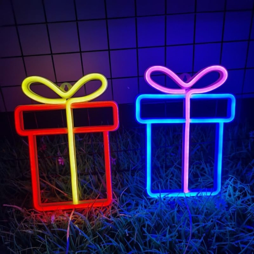 1-pcs Neon Sign, Gift Box Neon Sign LED Neon Light Night Lamp USB Battery Powered Led Neon Light Sign