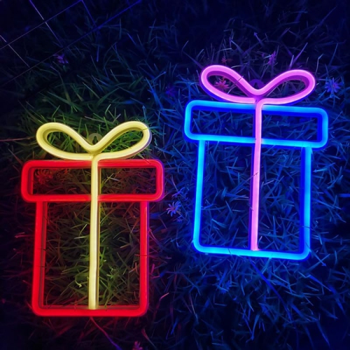 1-pcs Neon Sign, Gift Box Neon Sign LED Neon Light Night Lamp USB Battery Powered Led Neon Light Sign