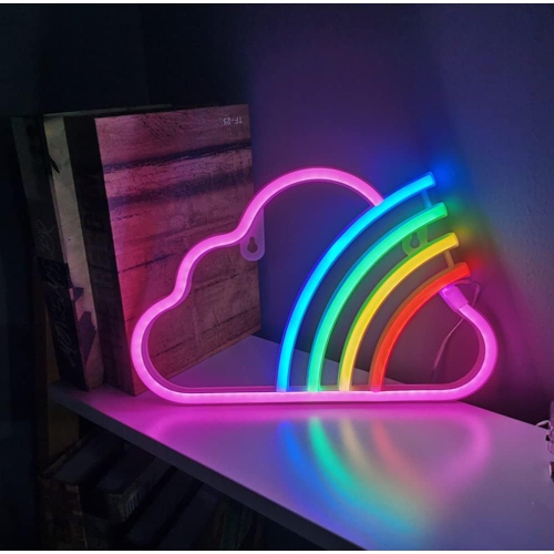 1-pcs Neon Night Light, LED Neon Signs Night Light Rainbow Clouds Neon Lights Neon Lights for Kids Bedroom Battery USB Operated