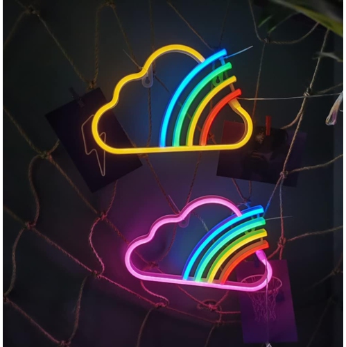 1-pcs Neon Night Light, LED Neon Signs Night Light Rainbow Clouds Neon Lights Neon Lights for Kids Bedroom Battery USB Operated