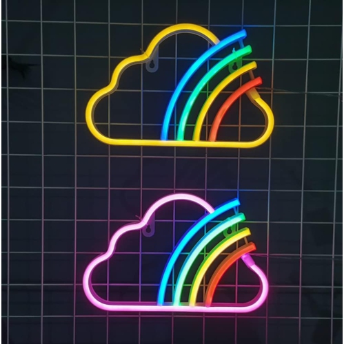1-pcs Neon Night Light, LED Neon Signs Night Light Rainbow Clouds Neon Lights Neon Lights for Kids Bedroom Battery USB Operated