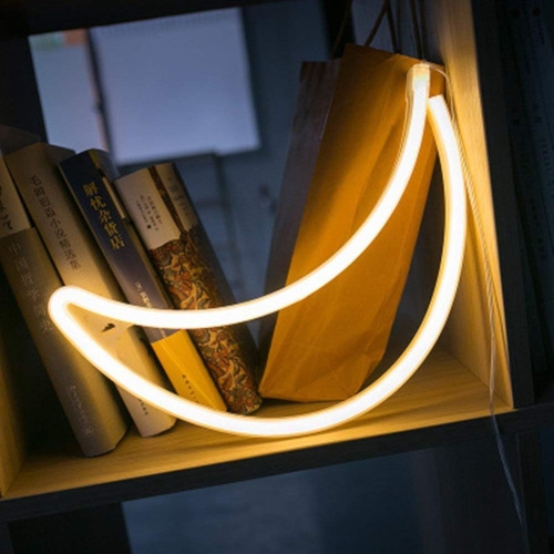 Neon Sign, Moon Neon Sign LED Neon Light Night Lamp USB Battery Powered Led Neon Light Sign Bedroom Wall Decor