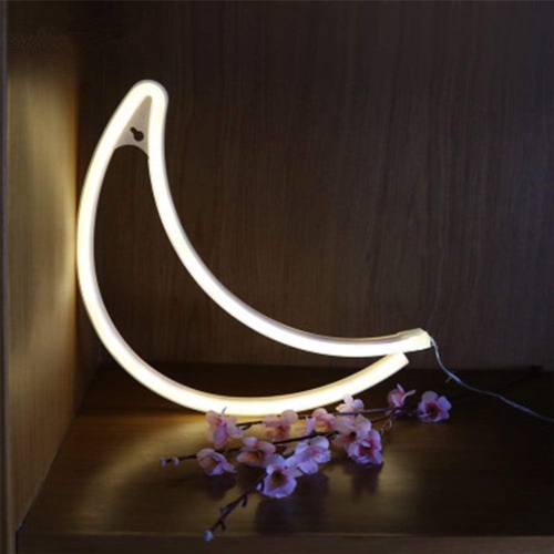Neon Sign, Moon Neon Sign LED Neon Light Night Lamp USB Battery Powered Led Neon Light Sign Bedroom Wall Decor